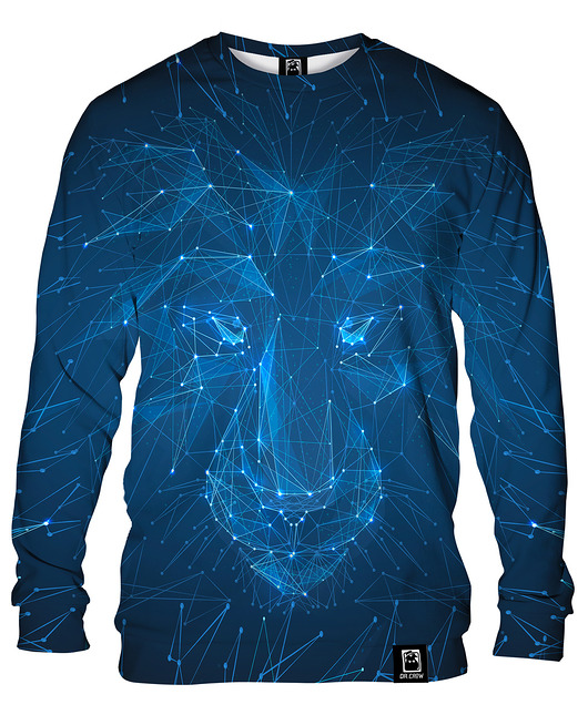 bluzy męskie Bluza Bez Kaptura Męska DR.CROW Lew Laser