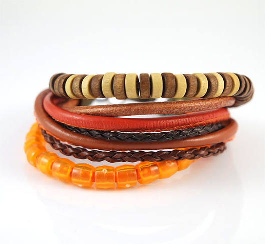 bransoletki drewniane Bransoletka - Zachód słońca - koraliki