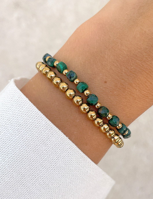 bransoletki z kamieni naturalnych Bransoletki na gumce - malachit z hematytem