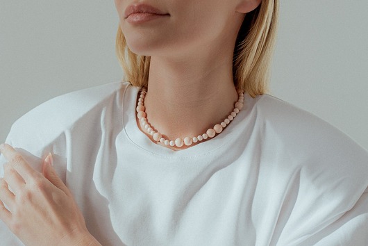 bransoletki z kamieni naturalnych Choker z różowych Pereł Seashell