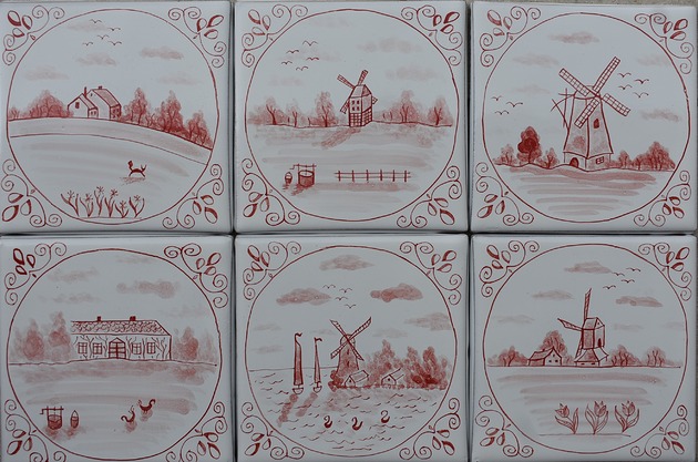 kafle i panele Zestaw kafle holenderskie ręcznie malowane kafle płytki delft