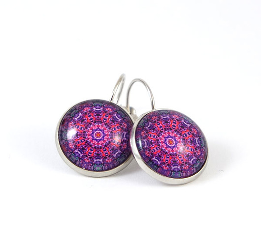 kolczyki szklane Kolczyki - Fioletowa mandala