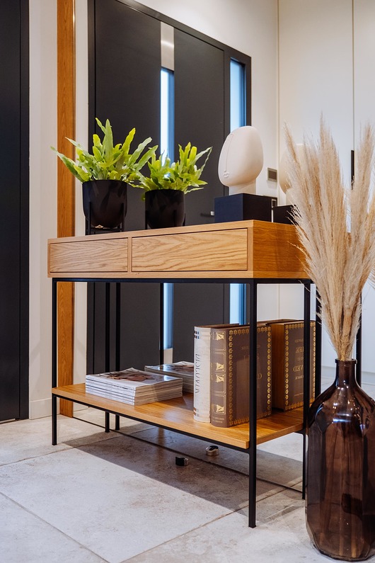 komody PENELOPE - konsola z szufladami i półką, konsola do pokoju, wąska konsola