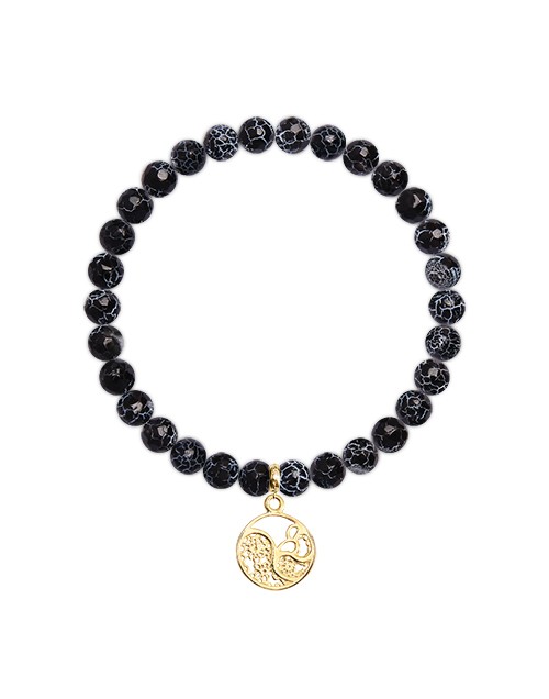Bransoletka z czarnego antycznego agatu 6 mm Caviallo