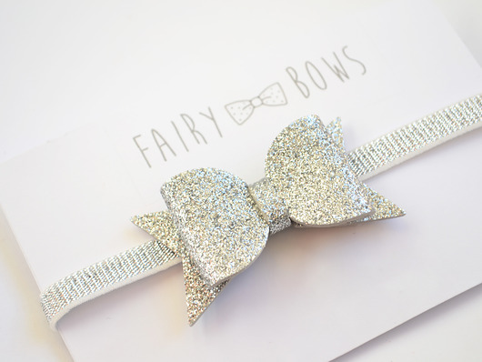 Opaska dla dziewczynki srebrna kokardka FairyBows
