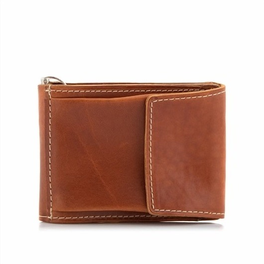 portfele męskie Portfel Skórzany Slim Wallet z Klipsem Banknotówka Jucht Koniak BW68