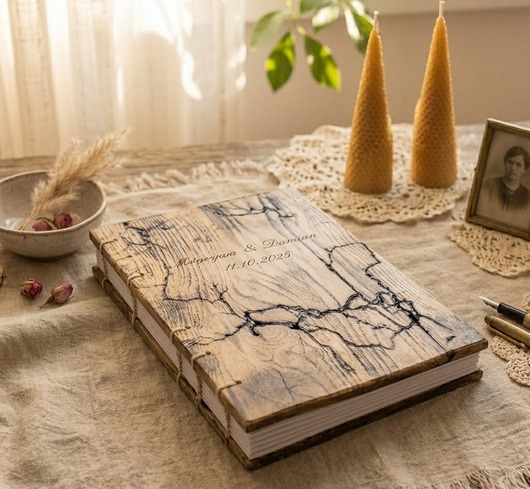 księgi gości i albumy ślubne Drewniana księga okolicznościowa