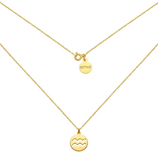 srebrne naszyjniki Złoty naszyjnik z zodiakiem Wodnika