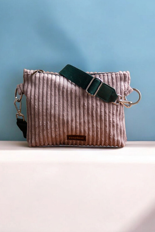 torebki mini Pudroworóżowa kopertówka z grubego sztruksu