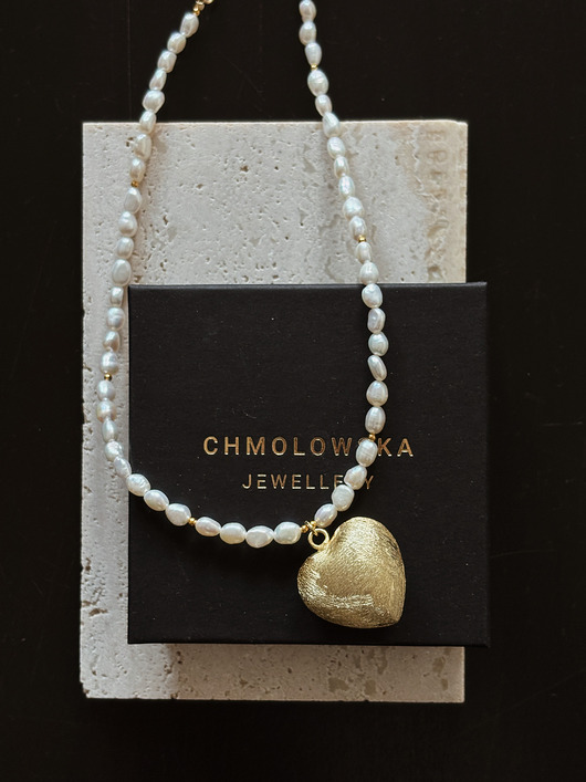 złote naszyjniki Naszyjnik z pereł naturalnych Serce