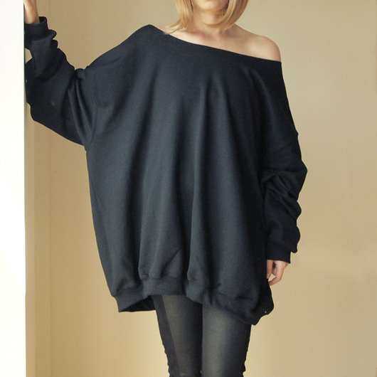 bluza bez kaptura damska Gigantyczny Oversize Czarny Z XXXXXL