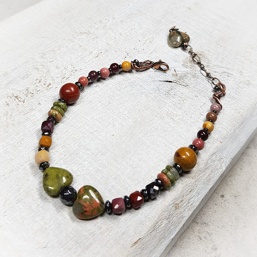 bransoletki z kamieni naturalnych Bransoletka z unakitu i jaspisu b27