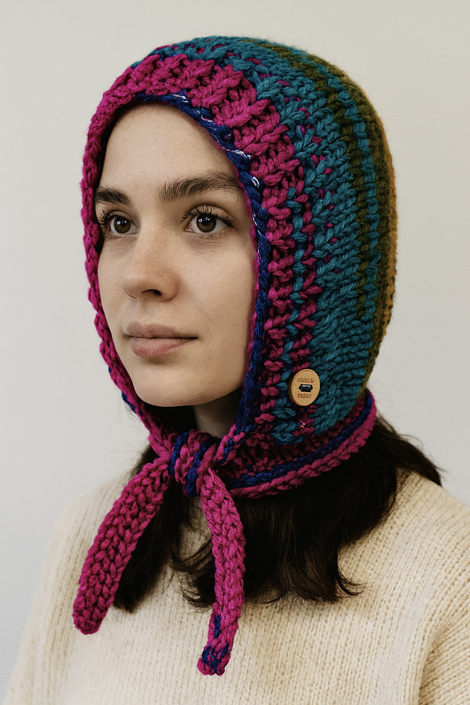 czapki damskie Kolorowa bonetka balaclava kominiarka wiązany kaptur zamiast czapki