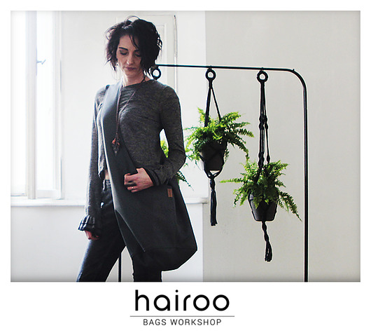 Long Boogi Bag grafitowa / torebka hobo / boho hairoo