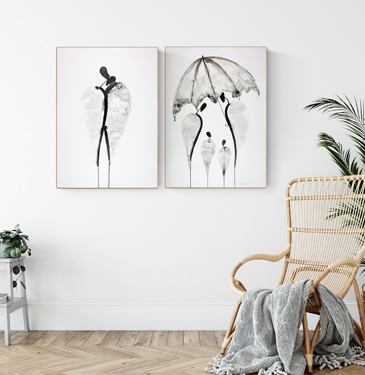 Zestaw 2 obrazów 50 x 70 cm malowany ręcznie Krystyna Siwek Art