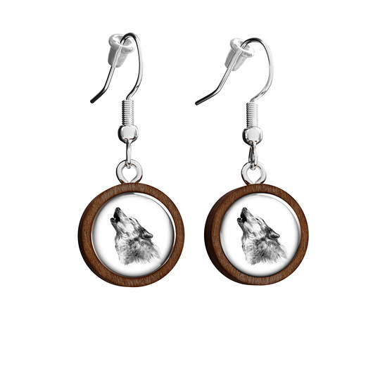 kolczyki drewniane Kolczyki drewniane - Wilk - wiszące