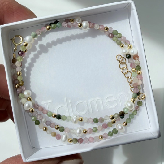 korale Naszyjnik z kamieni naturalnych Matcha t