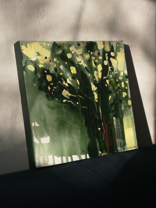 obrazy Obraz ręcznie malowany na płótnie 29x29 cm - abstrakcyjny pejzaż