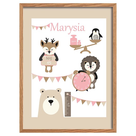 obrazy i plakaty do pokoju dziecięcego Metryczka Grow Up beige 30x40cm