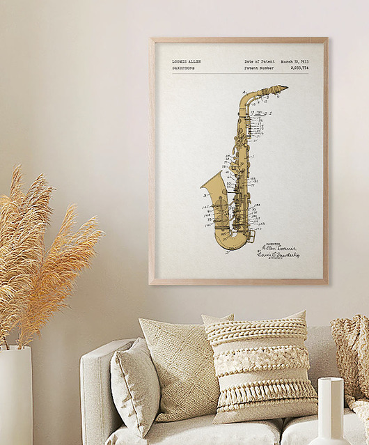 plakaty Saksofon - patent - plakat vintage