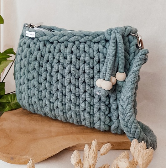 torby na ramię Torebka pleciona z grubego sznurka Pillow Bag - laurowa