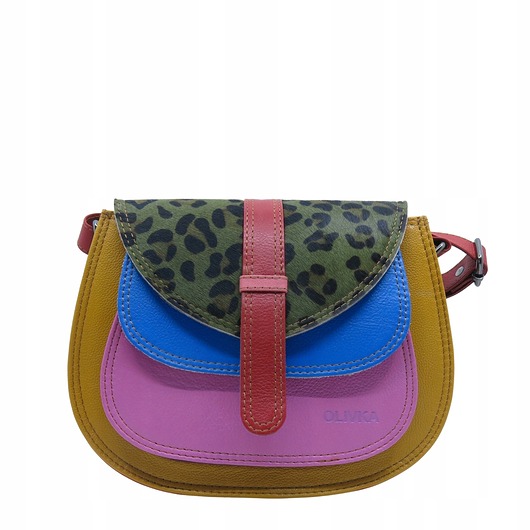 torby na ramię Torebka ze skrawków skóry naturalnej na ramię pojemna kolorowa OLIVKA