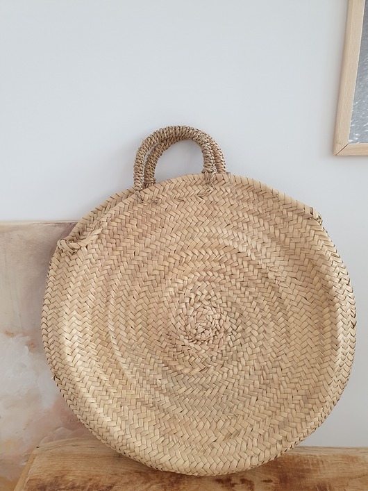 torebki do ręki Koszyk okrągły  duży pleciony z liści palmy