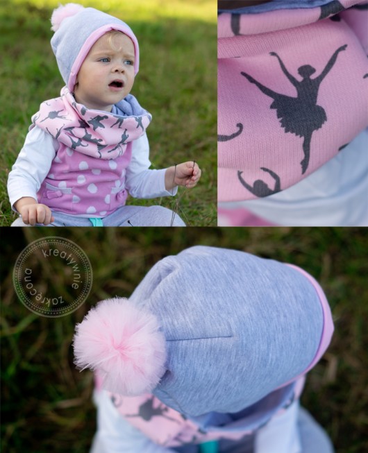 Czapka + komin. komplet dzianina - baletnice. Kreatywnie zakręcona