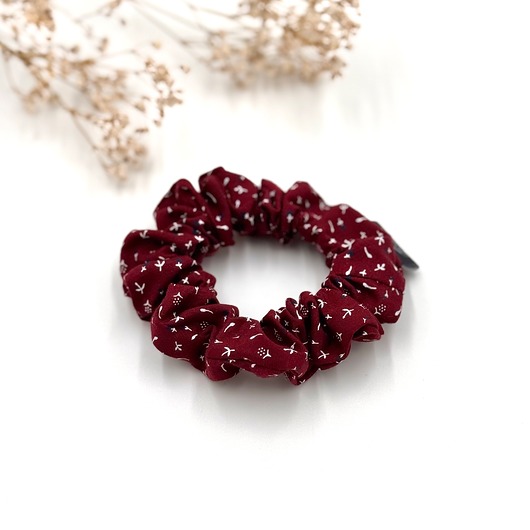 gumki do włosów Scrunchie Slim Bordo wzorki