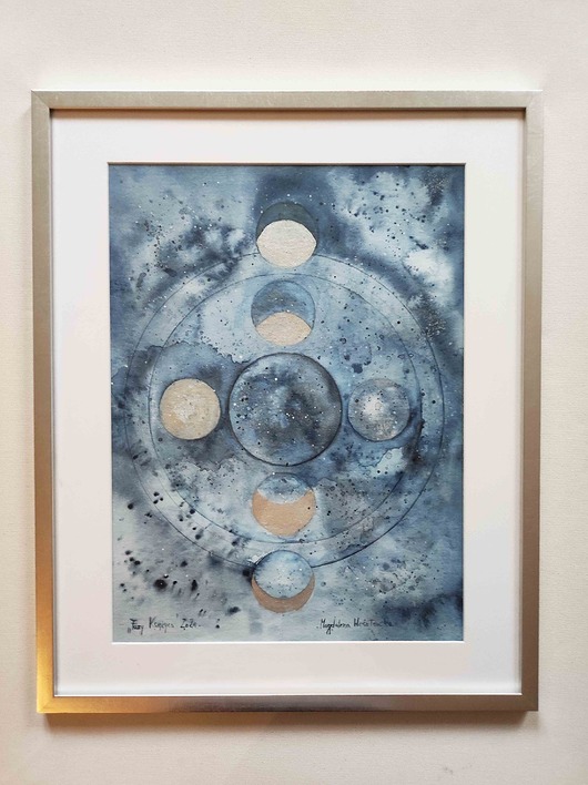 grafiki i ilustracje Fazy Księżyca Oryginał Silver Moon Akwarela