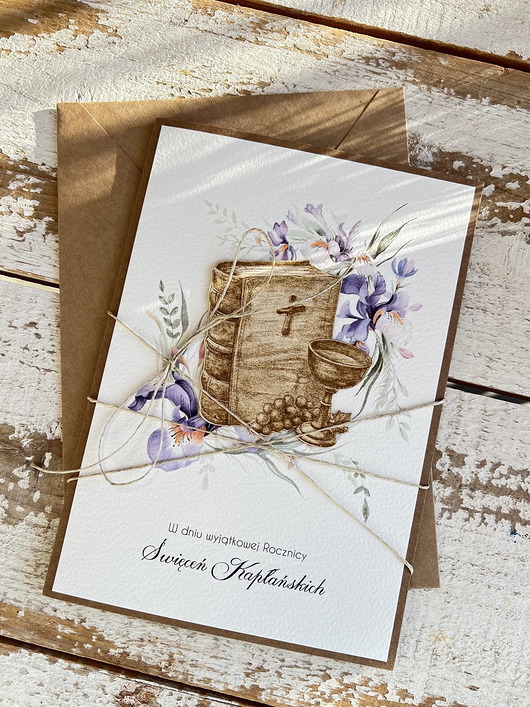 kartki scrapbooking Kartka z okazji rocznicy święceń kapłańskich ręcznie robiona