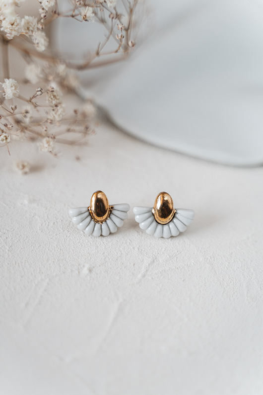 kolczyki ceramiczne Kolczyki porcelanowe ze złotem SECESJA