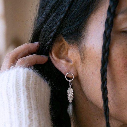 kolczyki szklane Piórko boho