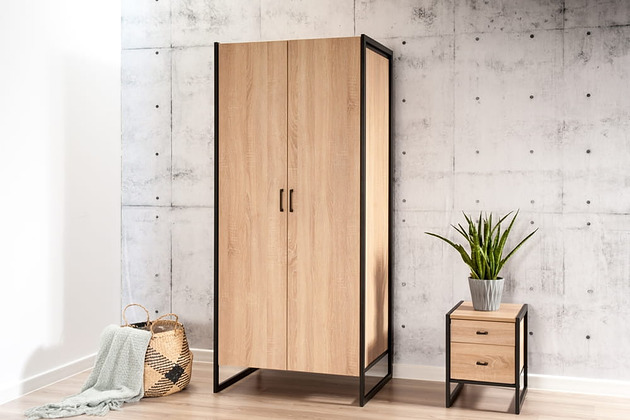 komody Orinoko szafa dąb sonoma metal czarny