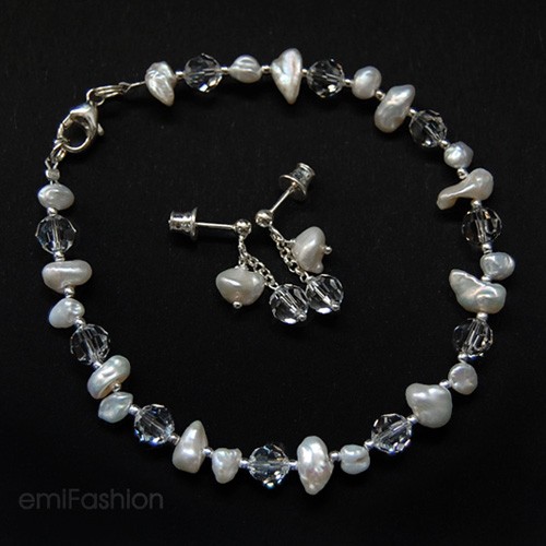 Perły słodkowodne Keshi i kryształy Swarovski MAREMI Jewelry