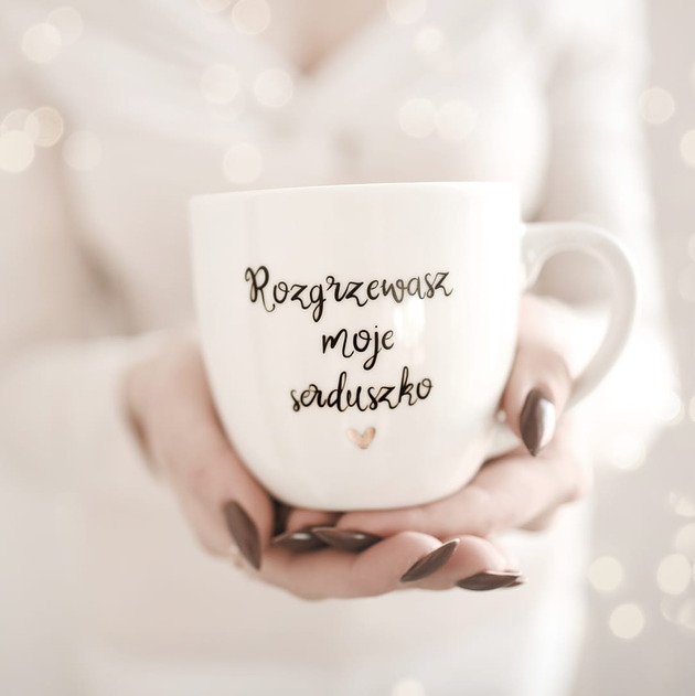 kubki Kubek 300 ml - Rozgrzewasz moje serduszko ZŁOTE SERCE