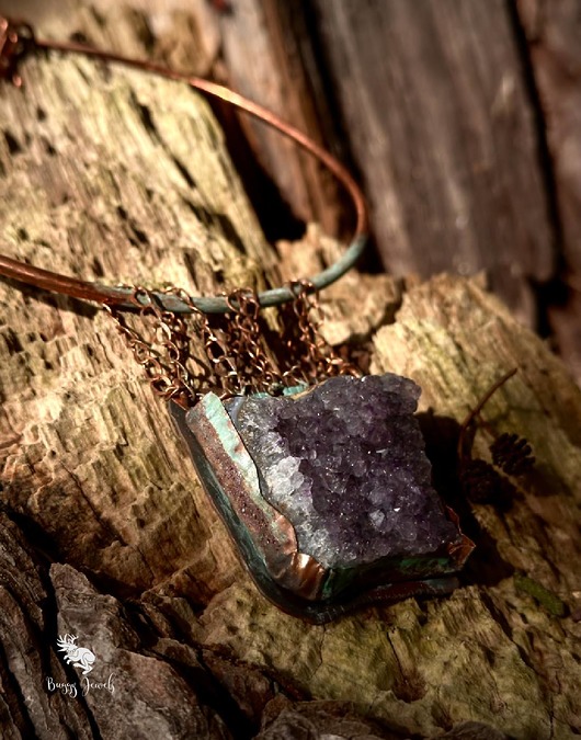 kolie Unikatowy Naszyjnik Ametystowy Handmade