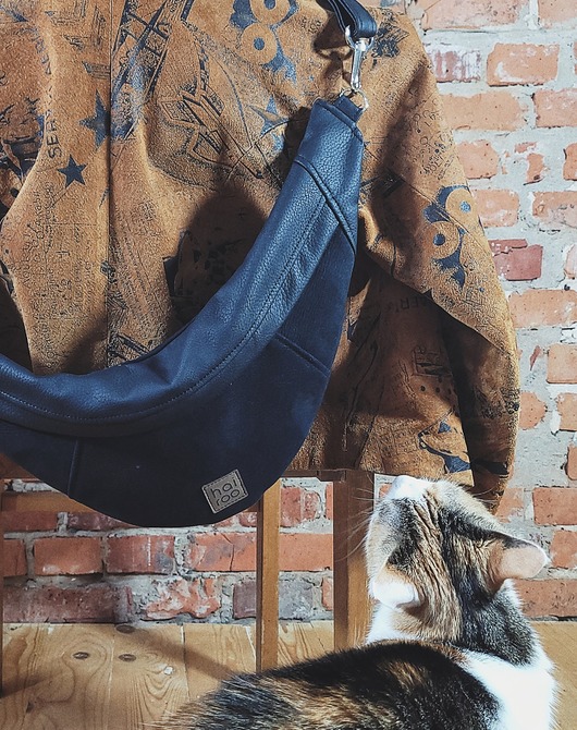 saszetka nerka Nerka "Haru" czarna zamszowa z ekoskórą