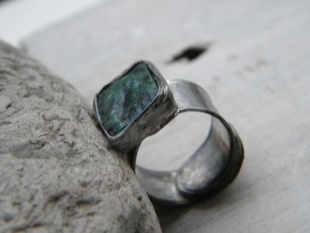 pierścionki - różne (zam ) Roman Ancient Ring ;) surowy malachit