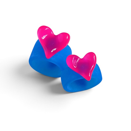 pierścionek z żywicy Pierścionek x2 : RAZEM TANIEJ! pierścionki z żywicy : HEART : blue & pink