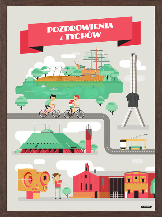 Pozdrowienia z Tychów - plakat 50x70 NIEMAPA