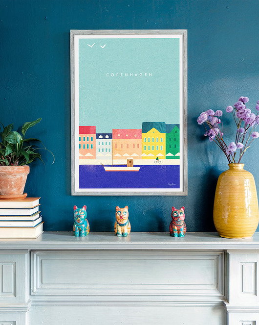 plakaty Kopenhaga Dania - kolorowe kamienice Nyhavn - plakat fine art