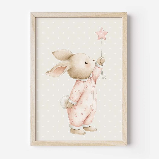 obrazy i plakaty do pokoju dziecięcego Plakat Na Ścianę Dla Dziewczynki Różowe króliczki nr. 5