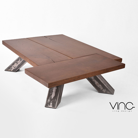 Stolik kawowy lity Dębowy Design Loft Industrial ving