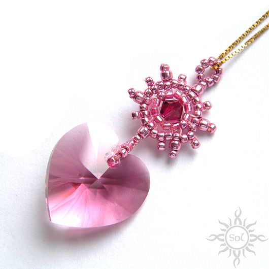 Serce Rose, wisiorek, kryształ Swarovski Sol