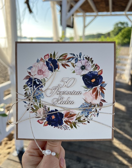 kartki scrapbooking Wyjątkowa kartka ręcznie robiona z okazji 50 rocznicy ślubu