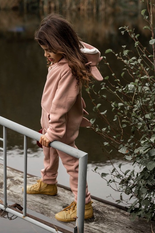 bluzy dla dziewczynki Bluza z kapturem z uszami smoka dla dziecka różowa