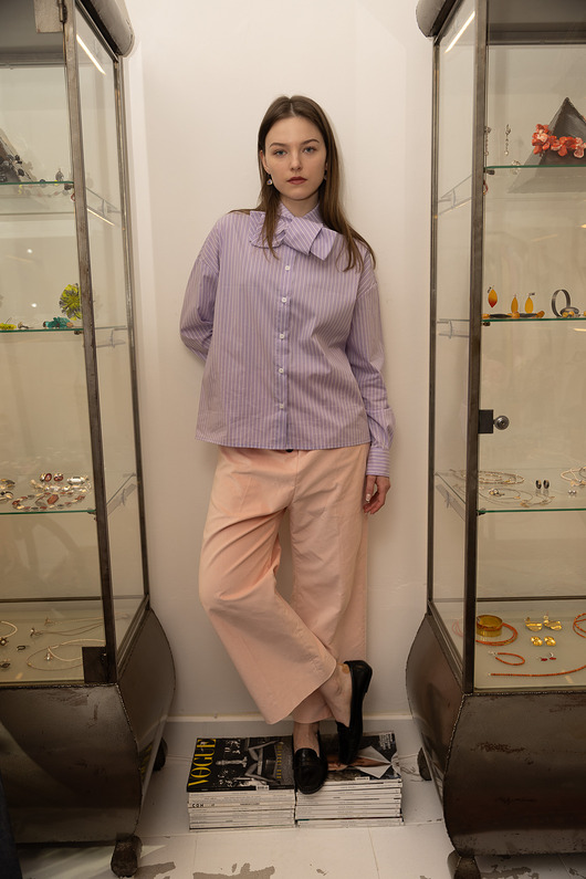 koszule damskie  Viola, koszula z wiązanym kołnierzykiem