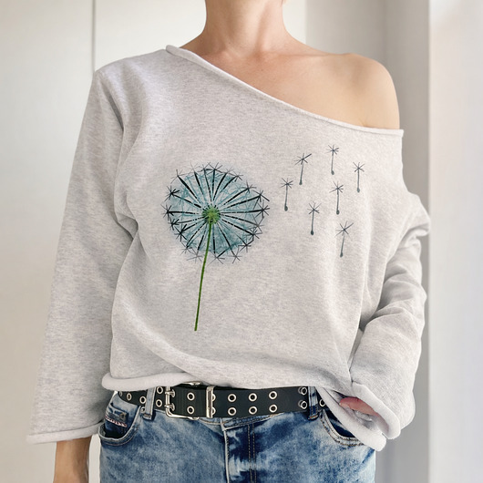 bluza bez kaptura damska Dmuchawiec Szara bluza cięta Bez ściągaczy