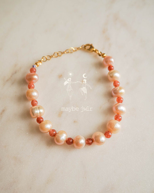 bransoletki z kamieni naturalnych Bransoletka z różowej perły i jadeitu